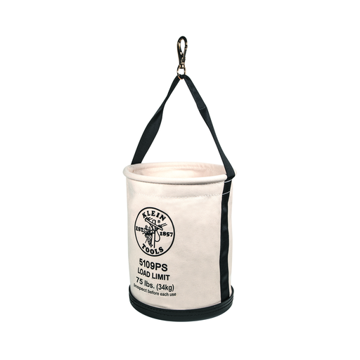 Product image for Klein 5109PS Canvas Bucket, Wide Straight-Wall with Pocket, Swivel Snap, 12"