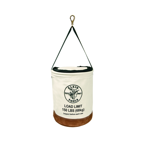 Product image for Klein 5104CLR17 Canvas Bucket w/ Drawstring Close, 17" Height, Swivel Snap, 150 lb Max Load