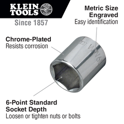 16 mm Metric 6-Point Socket, 3/8-Inch Drive