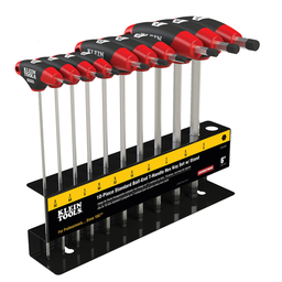 Product image for Klein JTH610EB 10pc 6" SAE Ball End T-Handle Hex Key Set w/Stand