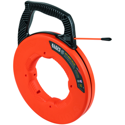 Product image for Klein 56382 1/4" Wide Multi-Groove Fiberglass Fish Tape, 50ft (15m) Tape, Nylon Eyelet