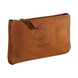 Product image for Klein 5139L Zipper Bag, Top-Grain Leather Tool Pouch, 12-1/2"