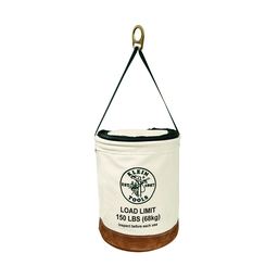 Product image for Klein 5104CLR22 Canvas Bucket w/ Drawstring Close, 22" Height, Heavy Duty D-Ring, 150 lb Max Load