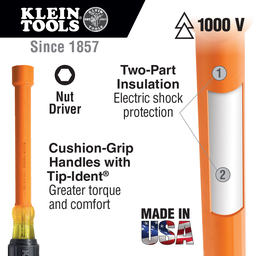 3/16-Inch Insulated Nut Driver 6-Inch Hollow Shaft