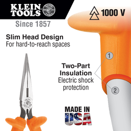 Long Nose Pliers, Insulated, 6-Inch