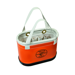 Klein 5144BHHB Hard-Body Bucket, 14-Pocket Oval Bucket, Orange/White
