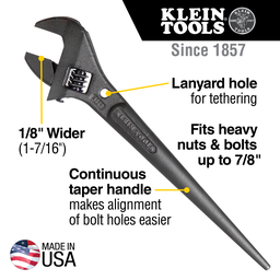 Adjustable Spud Wrench, 10-Inch, 1-7/16-Inch, Tether Hole