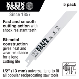 Reciprocating Saw Blades, 24 TPI, 6-Inch, 5-Pack