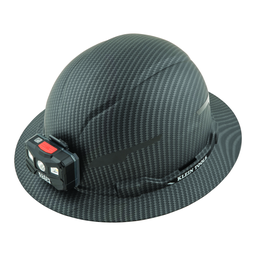 Product image for Klein 60346 Hard Hat, Premium KARBN™ Pattern, Non-Vented Full Brim, Class E, Lamp