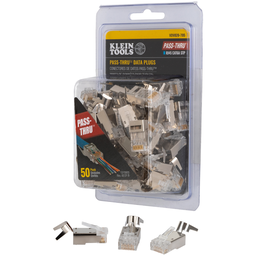 Product image for KLEIN VDV826-705 PASS-THRU MODULAR DATA PLUGS RJ45-CAT6A SHIELDED (STP) 50-PACK