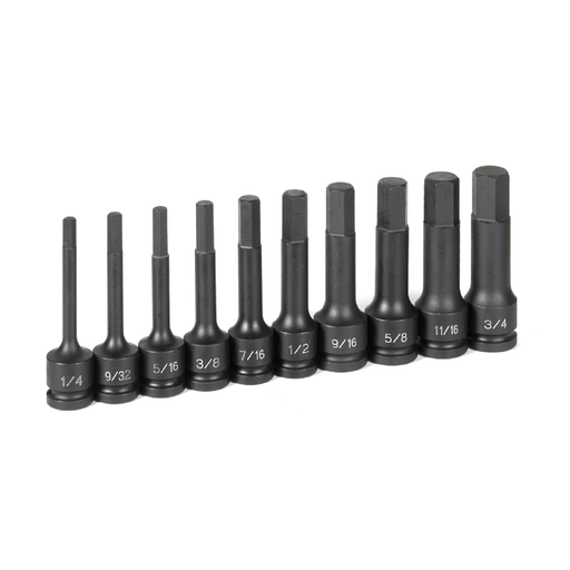 HEX DRIVER SET 1/2DR 10 PC 4" SAE