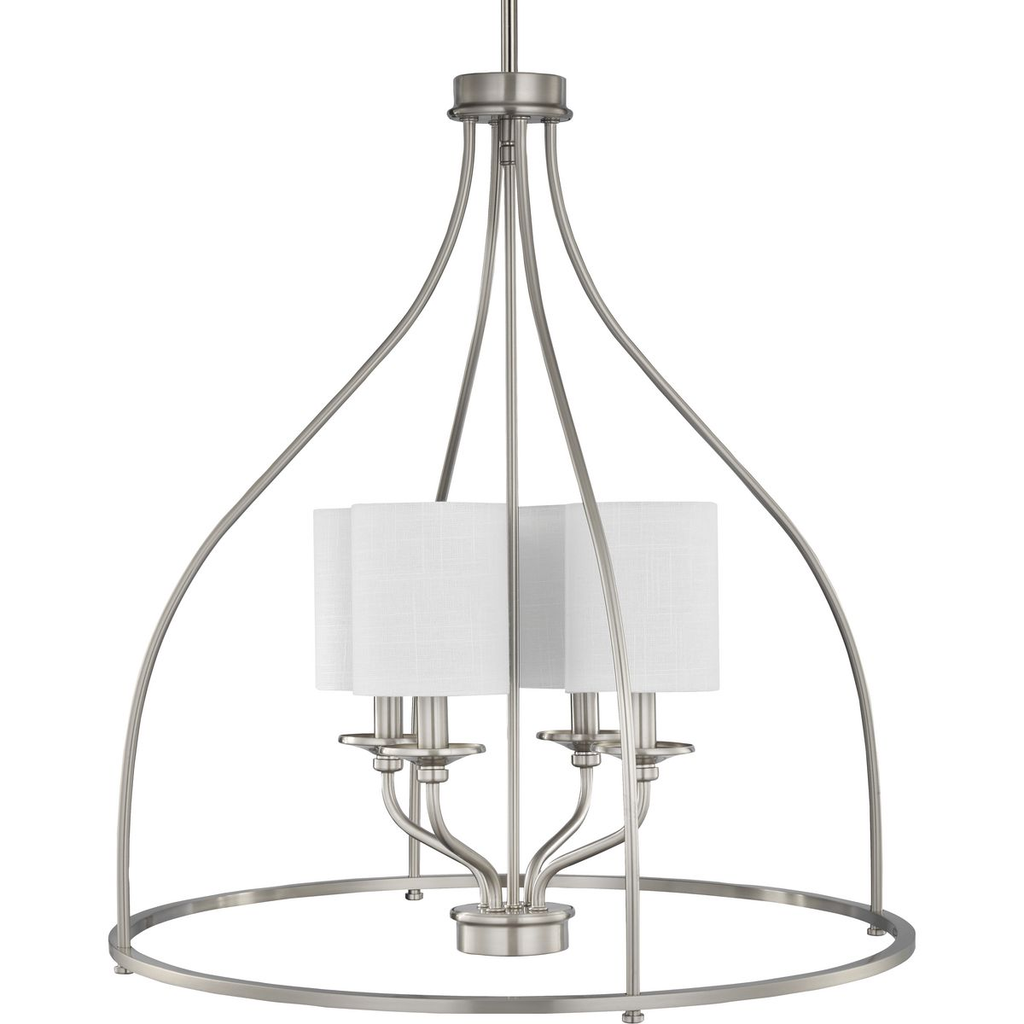 Product image for Progress P500285-009 Bonita Collection Four-Light Brushed Nickel Foyer Chandelier