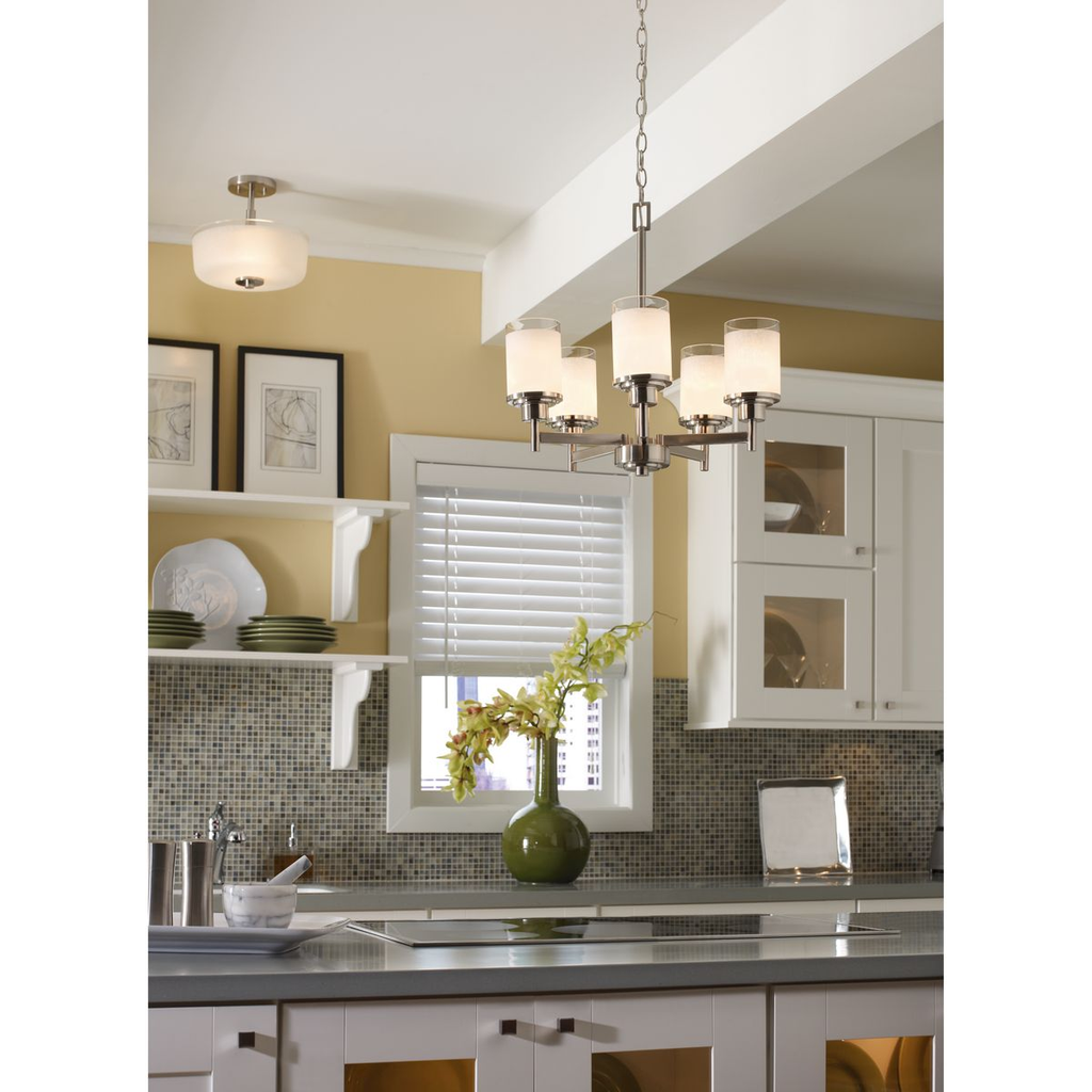 Two-Light Brushed Nickel semi-flush mount ceiling light