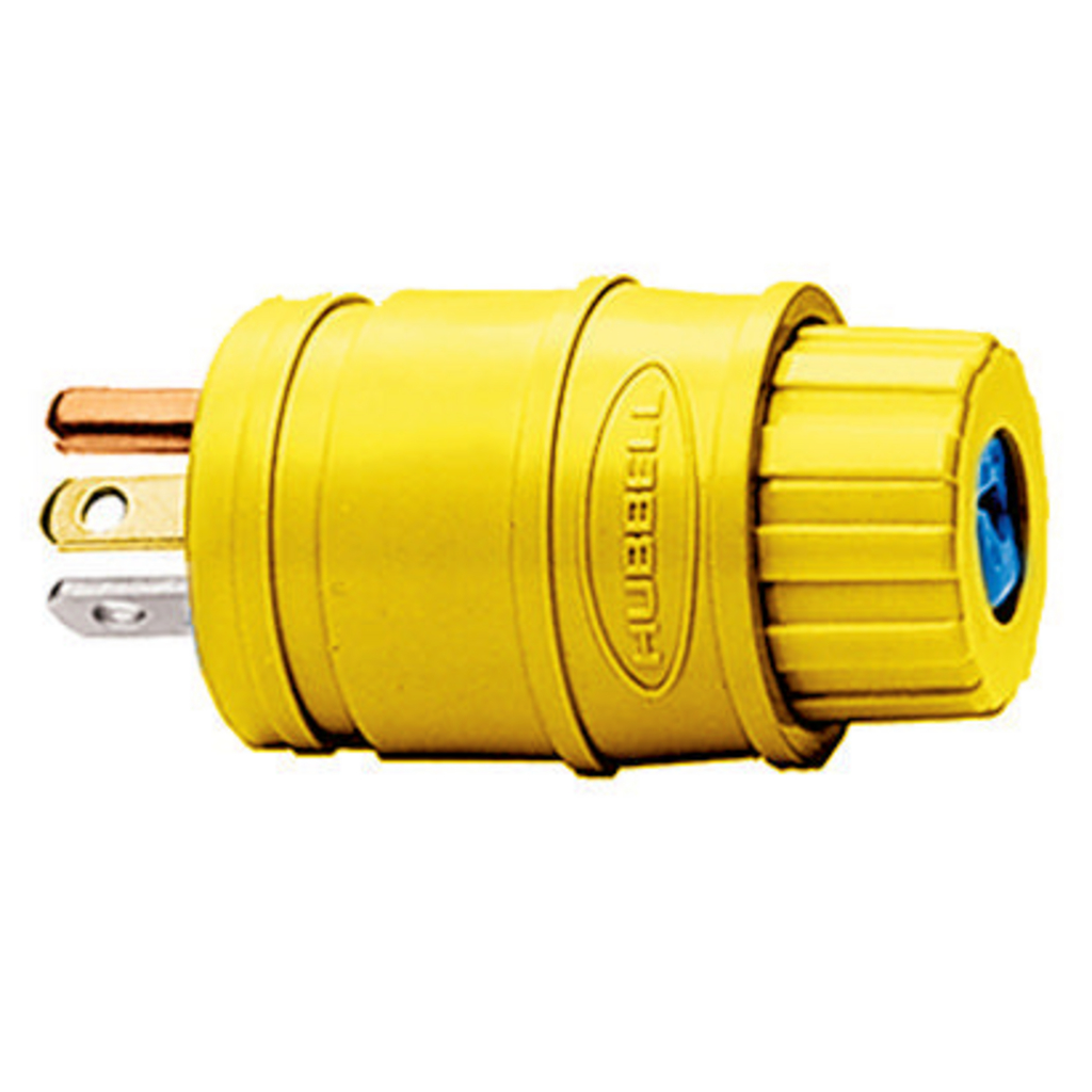 Product image for Hubbell HBL14W33 20 Amp 125 Volt 2-Pole 3-Wire NEMA 5-20P Yellow Straight Blade Plug