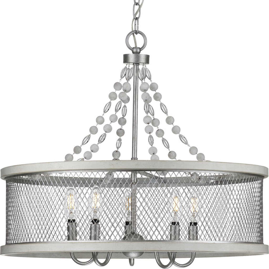 Progress P400205-141 Austelle Collection Five-Light Galvanized Finish Farmhouse Chandelier Light Product image for Progress P400205-141 Austelle Collection Five-Light Galvanized Finish Farmhouse Chandelier Light