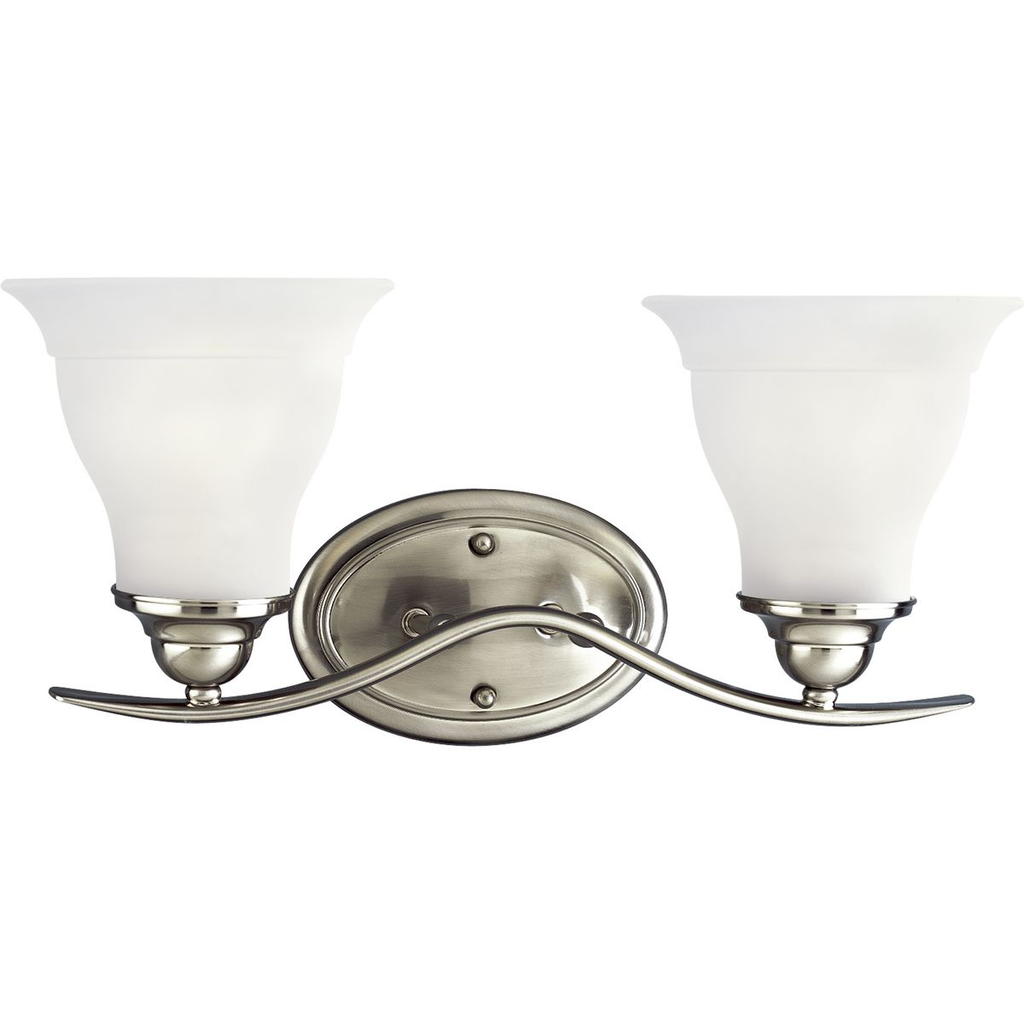 Product image for Progress P3191-09 Trinity Collection Two-Light Brushed Nickel Etched Glass Traditional Bath Vanity Light