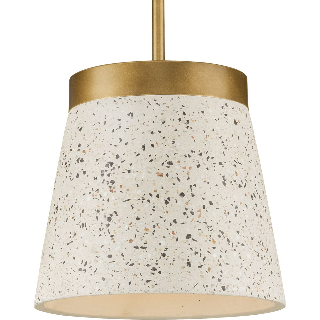 Product image for Progress P500313-175 Terrazzo Collection One-Light Distressed Brass and Sand Terrazzo Hanging Pendant Light
