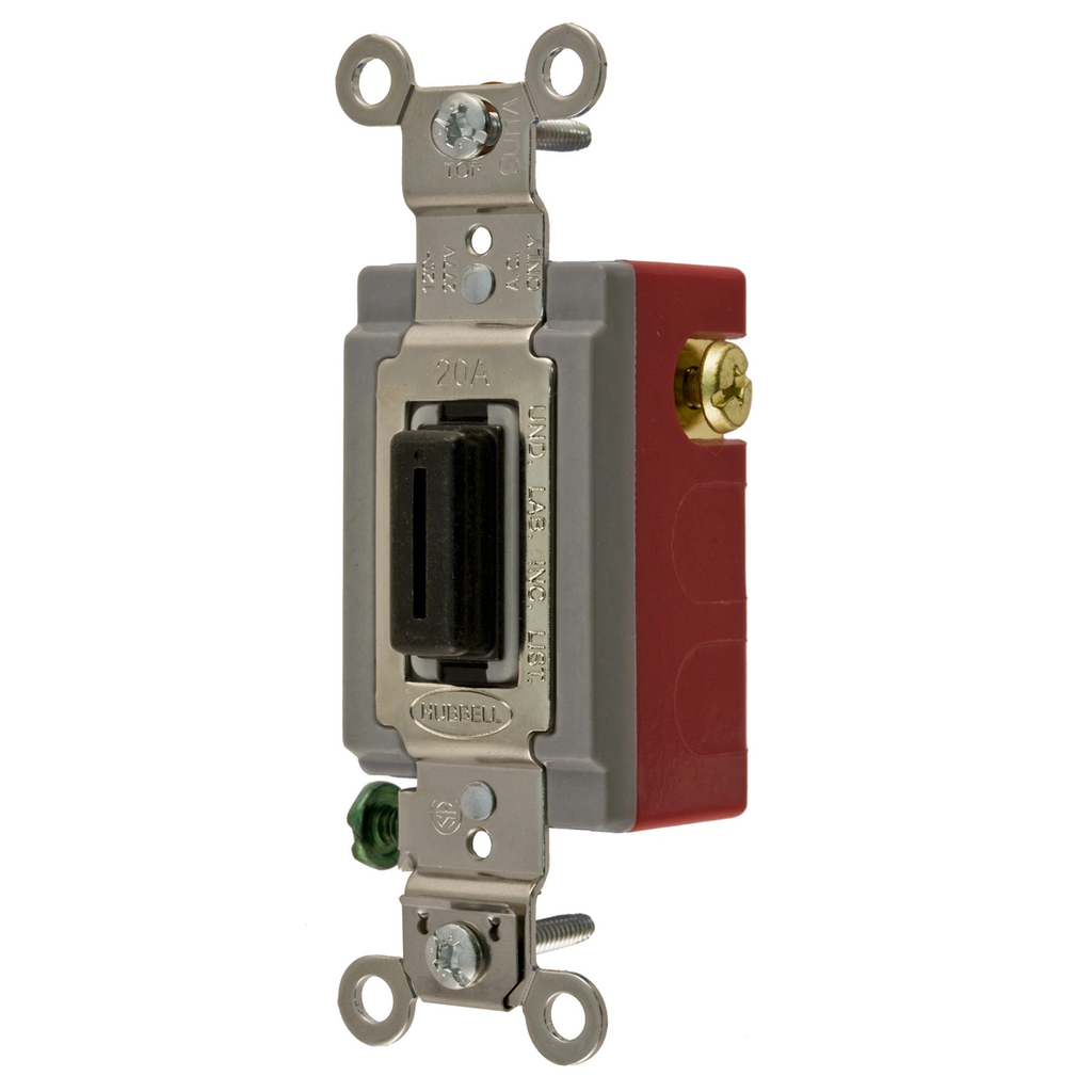 Product image for Hubbell HBL1557L 20 Amp 120/277 VAC SPDT Black Locking Toggle Switch