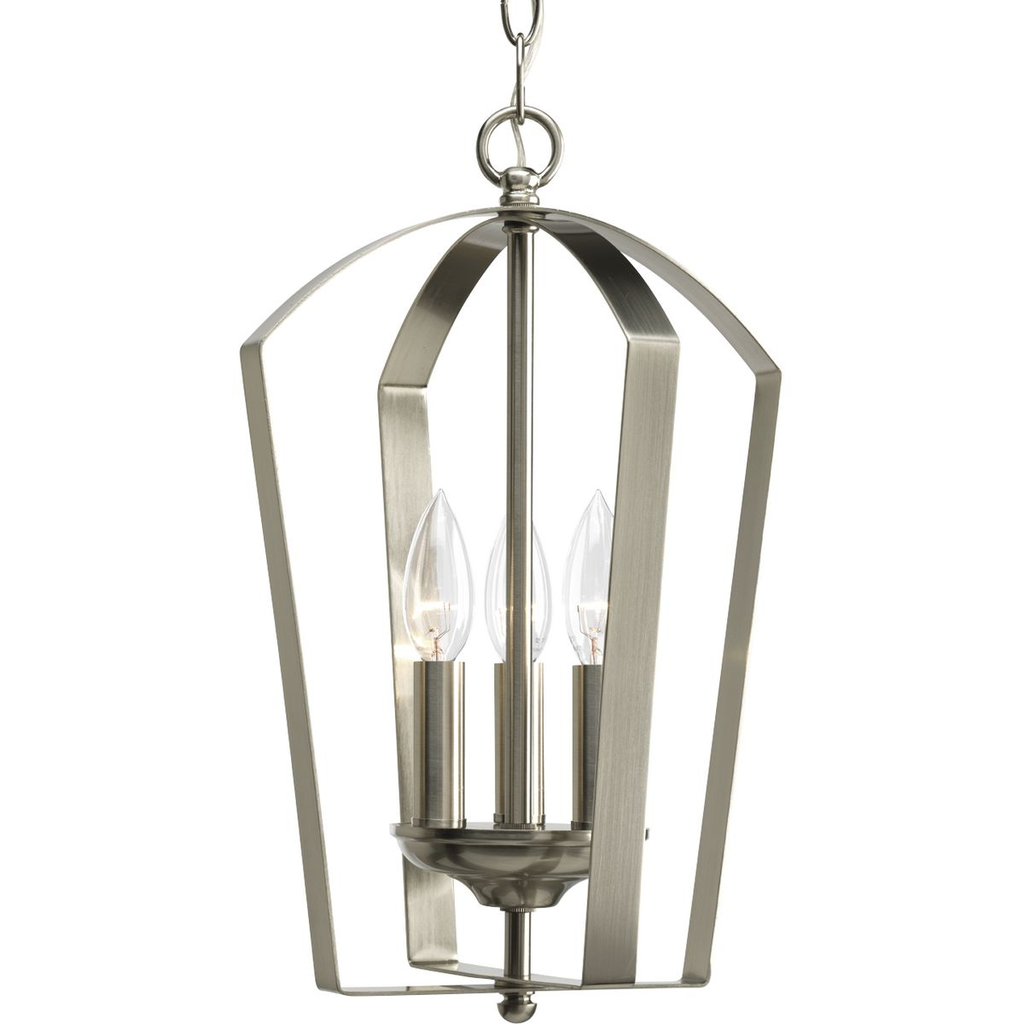Three-Light Brushed Nickel foyer pendant