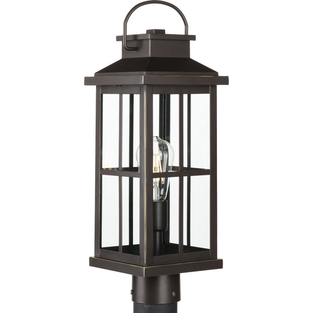 Product image for Progress P540095-020 Williamston Collection One-Light Antique Bronze and Clear Glass Transitional Style Outdoor Post Lantern