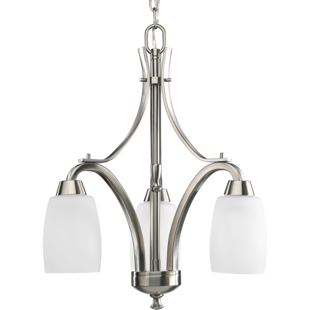 Product image for Progress P4434-09 Wisten Collection Three-Light Brushed Nickel Etched Glass Modern Chandelier Light