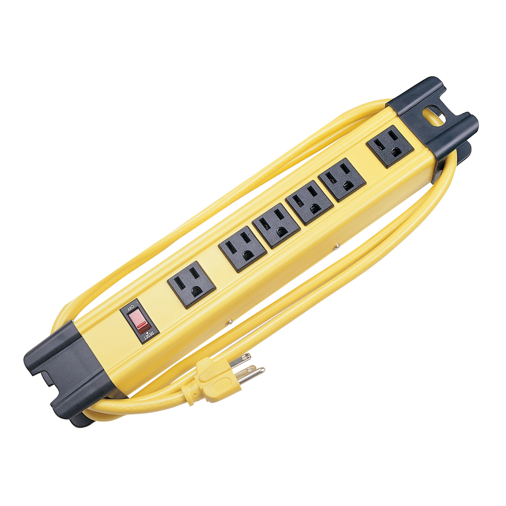 Product image for Hubbell HBL6PS350YL 6 Foot 6 Outlet Yellow Surge Protection Plug Strip