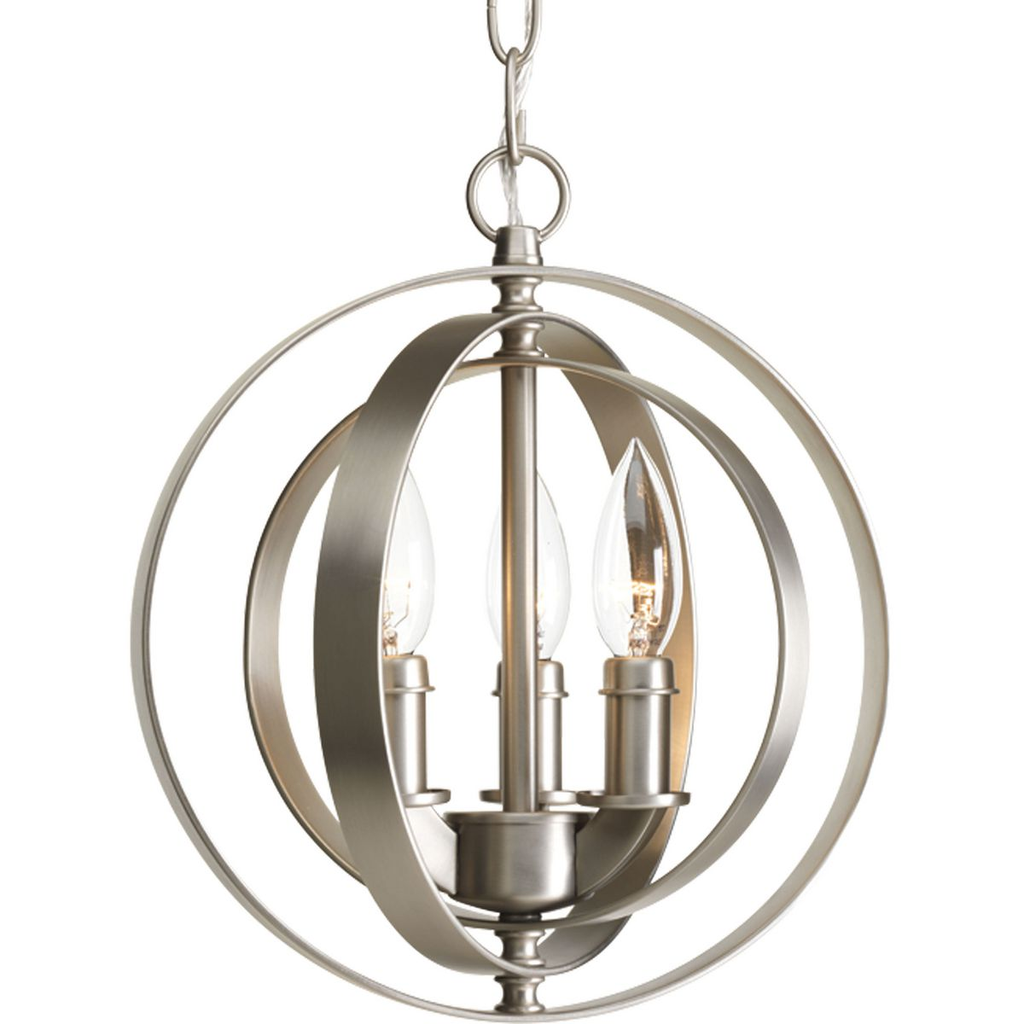 Product image for Progress P5142-126 Equinox Collection Three-Light Burnished Silver New Traditional Sphere Pendant Light