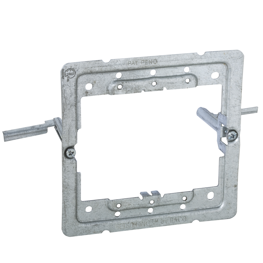 Product image for Raco 206RAC 4" Square RETRO-RING, Old Work, Used for Mounting of One of Two Device Applications