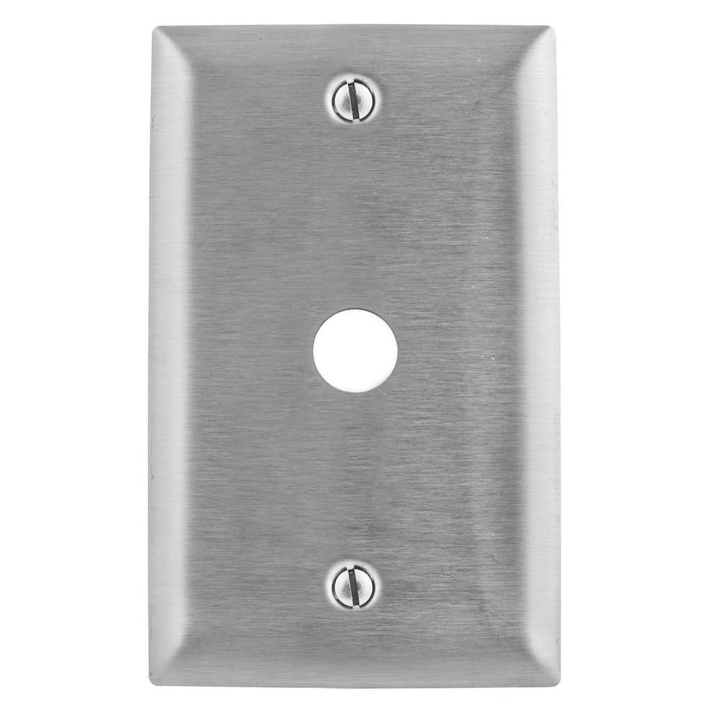 Product image for Hubbell SS739 1-Gang Stainless Steel 1-Telephone Strap Mount Wallplate