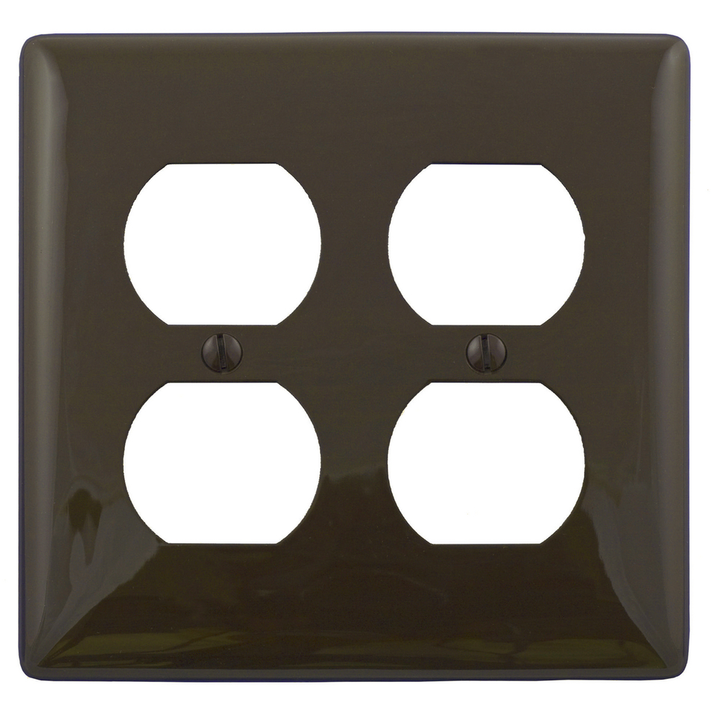 Product image for Hubbell NP82 2-Gang Brown Nylon Standard 2-Duplex Receptacle Wallplate