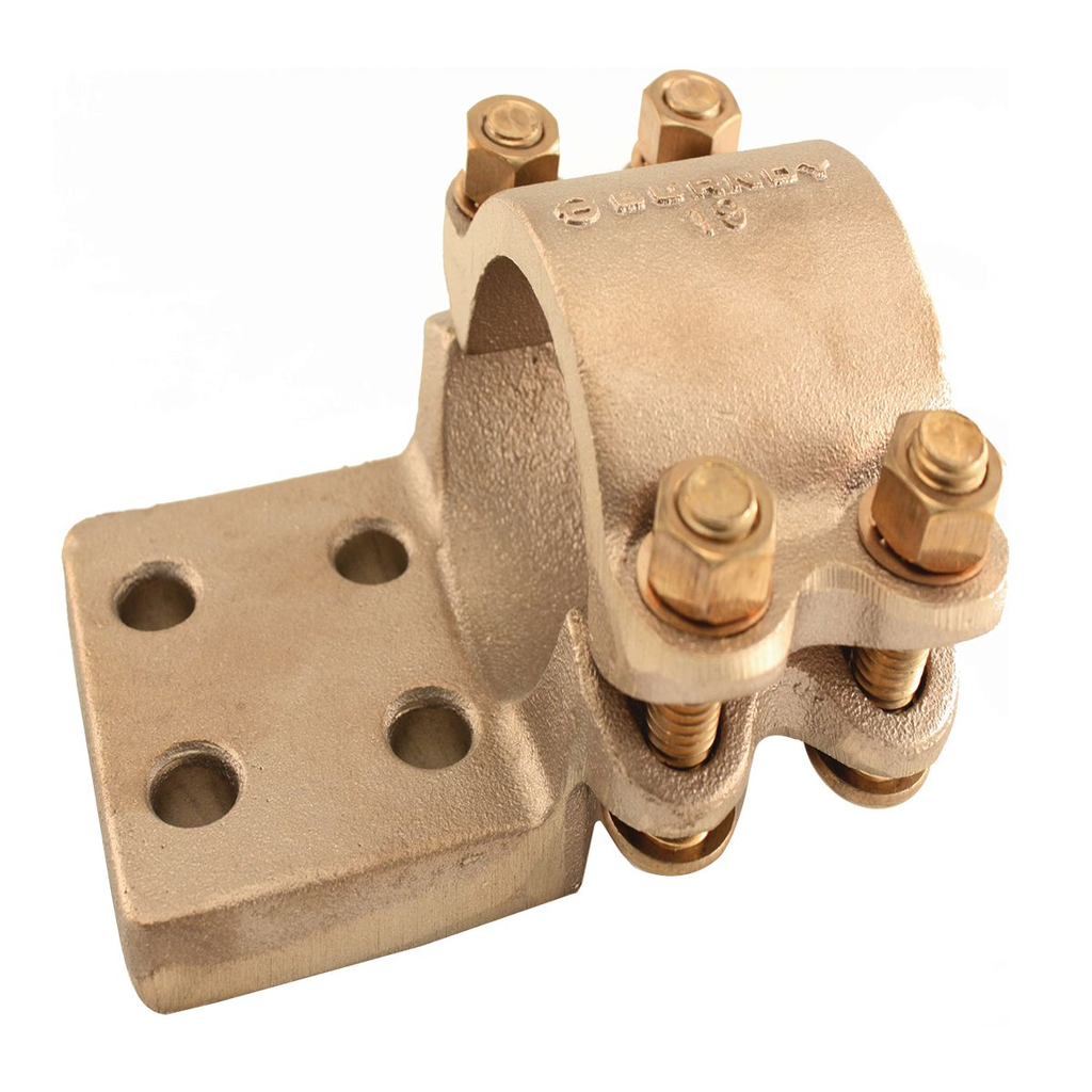 Product image for Burndy NA164N Cast Copper Alloy Bolted Terminal, Cu Tube To Flat, 1-1/4" IPS, 4-NEMA Pad Holes, 56" Hole Dia