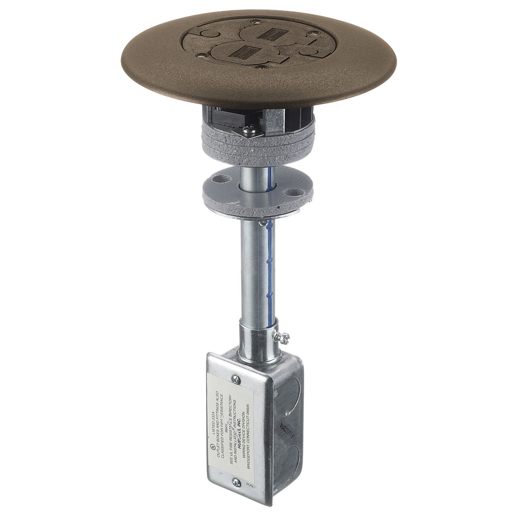 Product image for Hubbell PT7FSDBRAFLUSH FRPT, w/20A DUP/TELE/DATA, BR