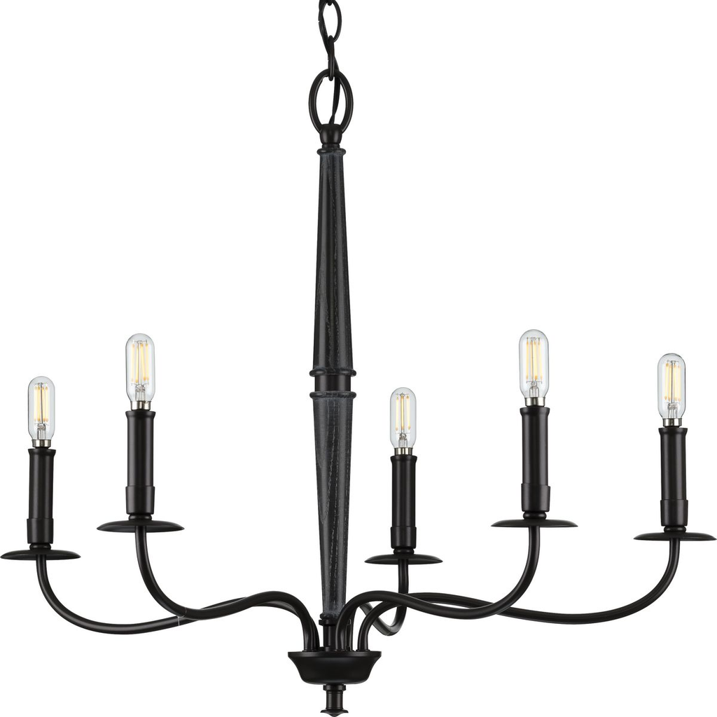 Product image for Progress P400199-031 Durrell Collection Five-Light Matte Black Coastal Chandelier Light