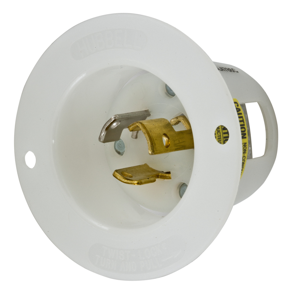 Product image for Hubbell HBL4786C Locking Flanged-INLT, 15A 277 VAC, L7-15P, WH