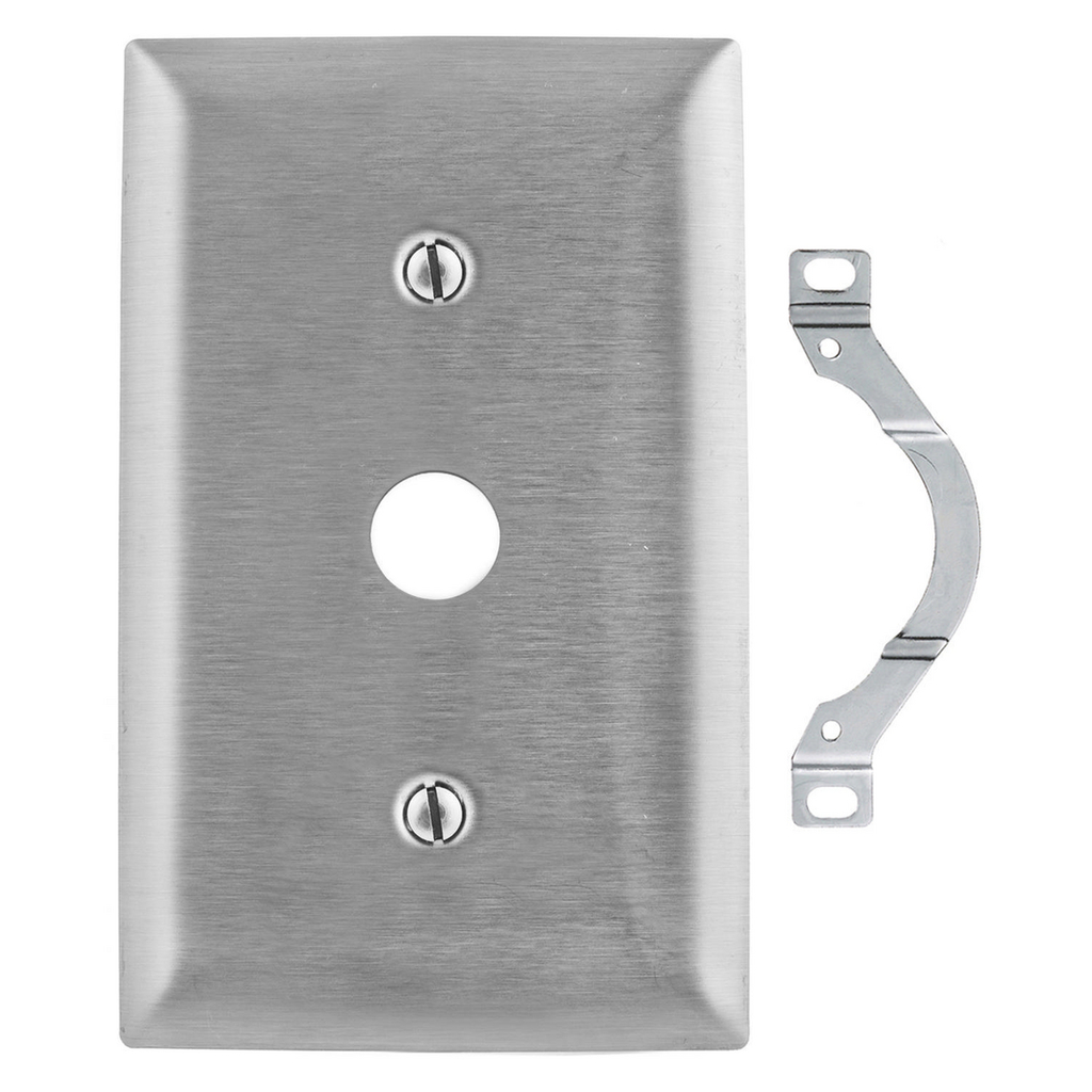 Product image for Hubbell SS738 1-Gang Stainless Steel 1-Telephone Strap Mount Wallplate