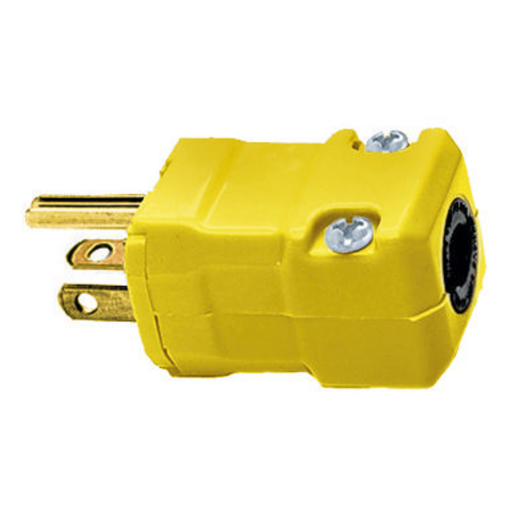 Product image for Hubbell HBL5364VY 20 Amp 125 Volt 2-Pole 3-Wire NEMA 5-20P Yellow Nylon Straight Blade Plug