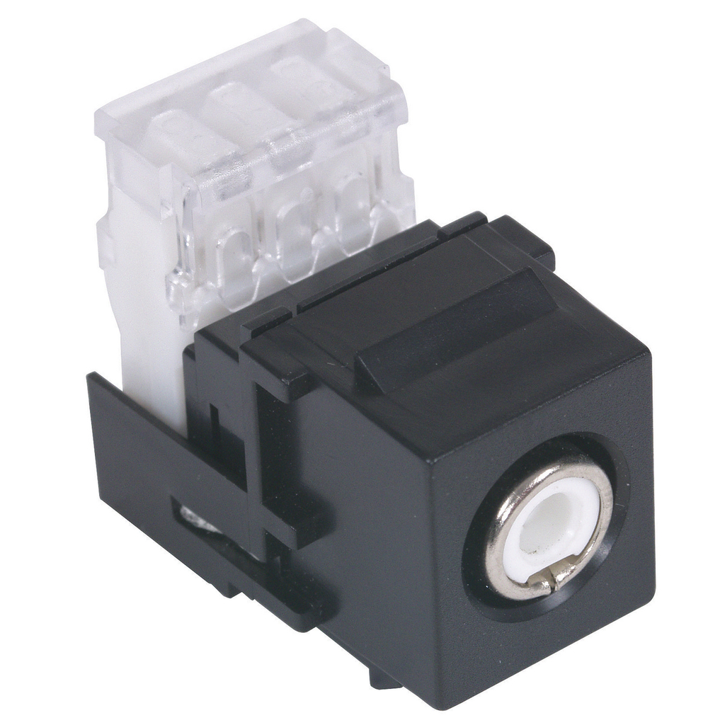 Product image for Hubbell Wiring Devices SFRC110W Black Housing White Insulator RCA 110 Connector