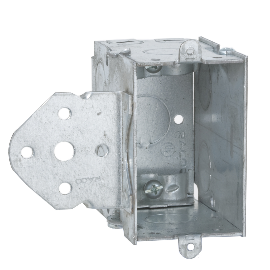 Product image for RACO 603 2 x 3 x 3-1/2 Inch 18 In. Pre-Galvanized Steel B Bracket Mount Gangable Switch Box
