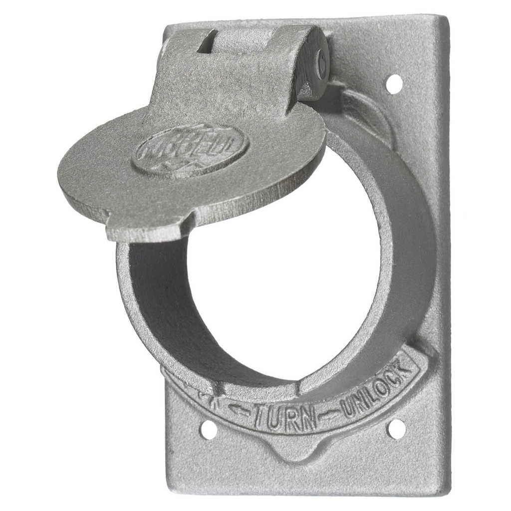 Product image for Hubbell HBL7382 Cast Aluminum Receptacle Weatherproof Lift Cover