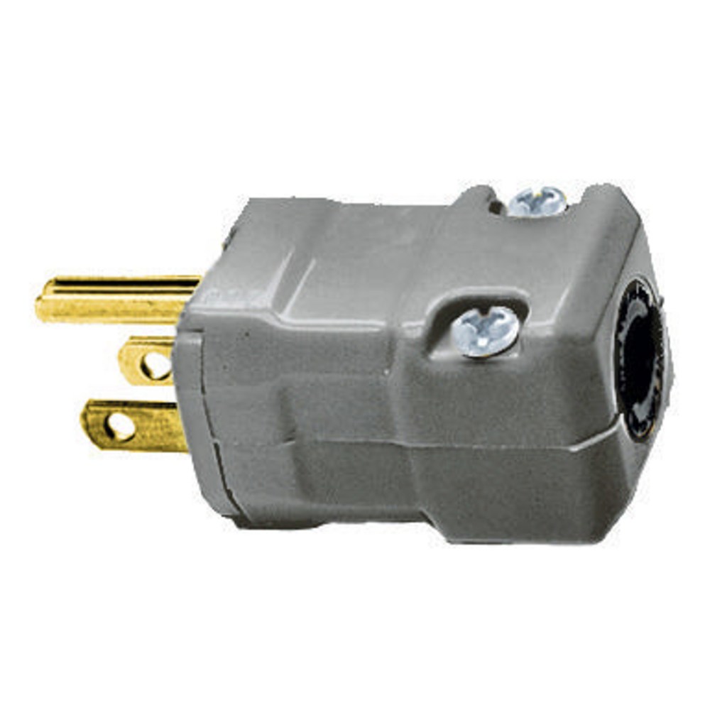 Product image for Hubbell HBL5965VGY 15 Amp 125 Volt 2-Pole 3-Wire NEMA 5-15P Gray Nylon Straight Blade Plug