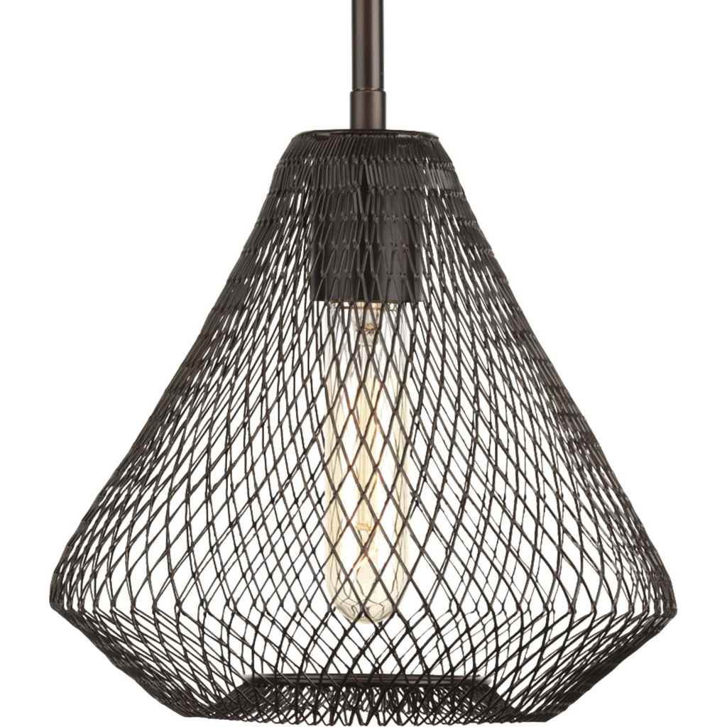 Product image for Progress P5338-20 Mesh Collection One-Light Antique Bronze Farmhouse Pendant Light