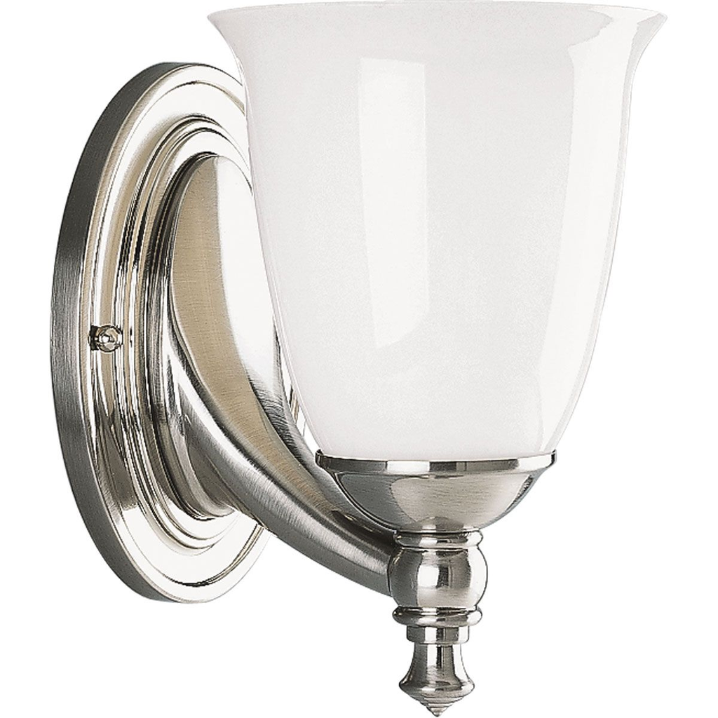 Product image for Progress P3027-09 Victorian Collection One-Light Brushed Nickel White Opal Glass Farmhouse Bath Vanity Light