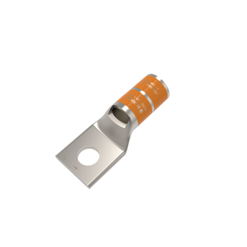 Product image for Burndy YA27L2 Copper Compression Terminal for 3/0 Stranded; Standard Length Barrel; 1/4" Stud
