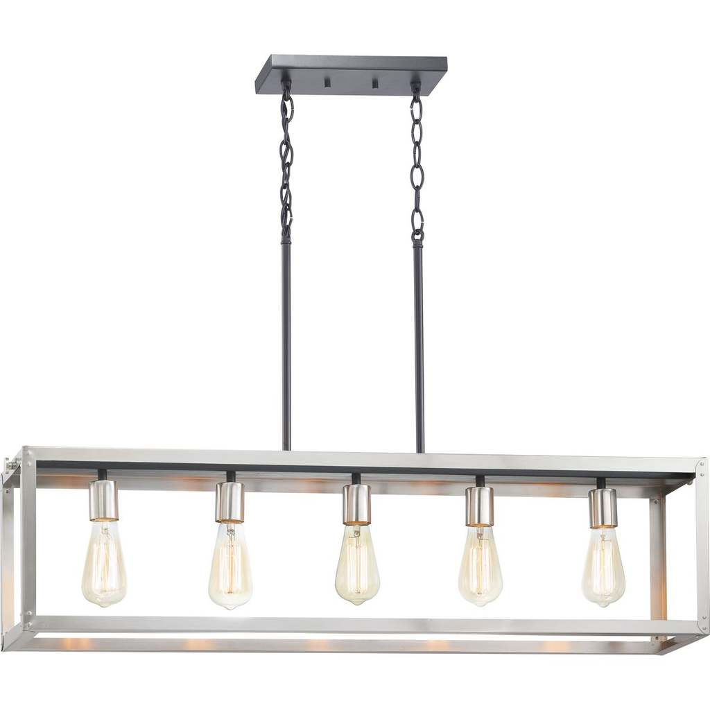 Product image for Progress P400145-135 Union Square Collection Five-Light Stainless Steel Coastal Chandelier Light