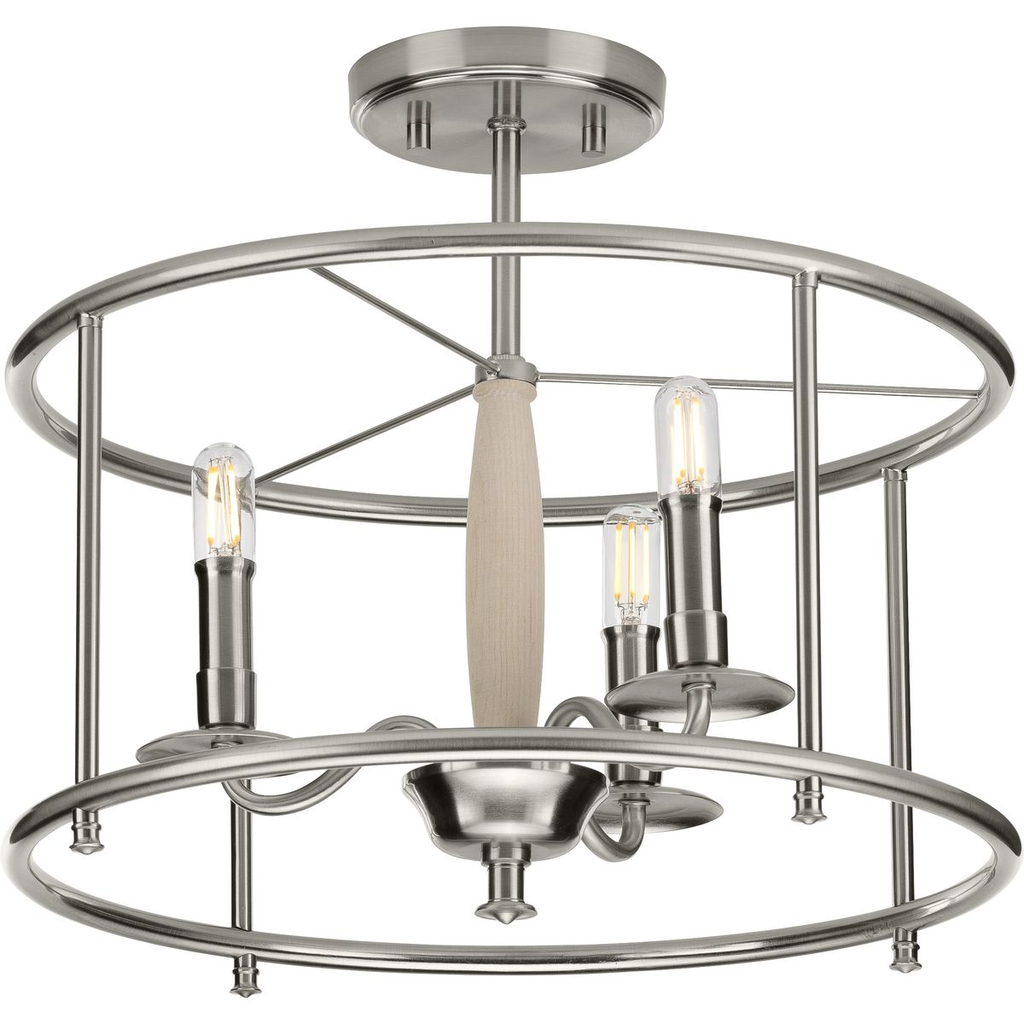 Product image for Progress P350150-009 Durrell Collection Brushed Nickel Semi-Flush Convertible