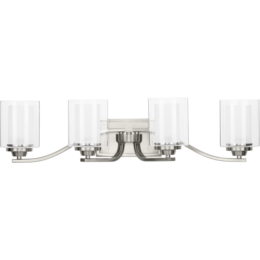 Product image for Progress P300123-009 Kene Collection Four-Light Brushed Nickel Clear Glass Craftsman Bath Vanity Light
