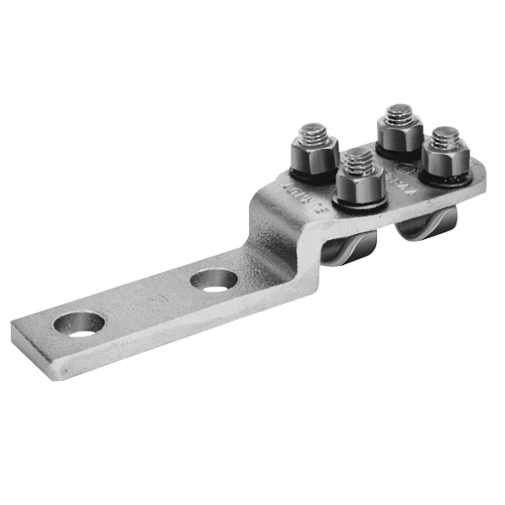 Product image for Burndy VVA282N Cast Cu Alloy VARILUG, 2 Hole, 4/0-1/0 AWG STR, 230 kV, 619 IN L, 169 IN W, 056 Bolt Hole Dia