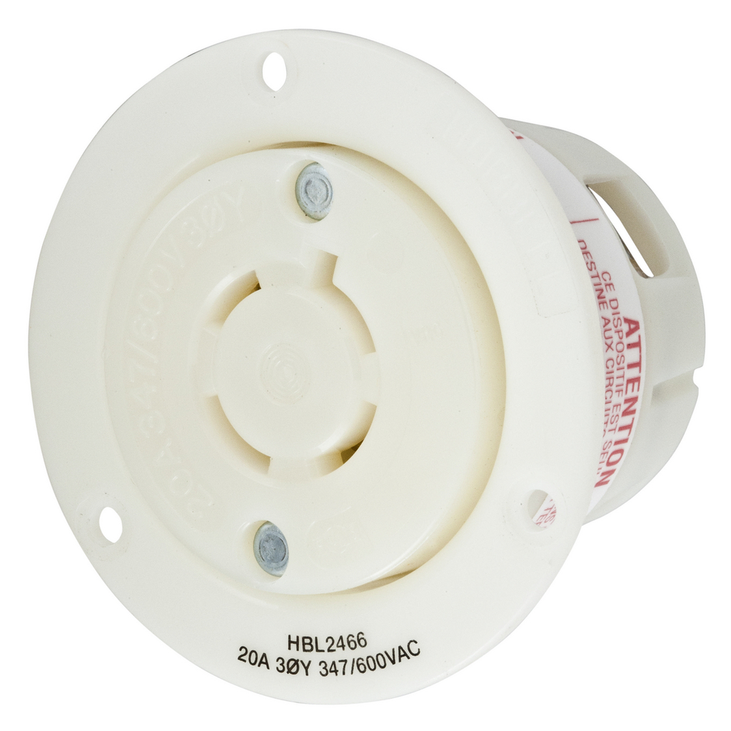 Product image for Hubbell HBL2466 Locking Flanged-Receptacle, 20A3PH277/480V, L20-20R