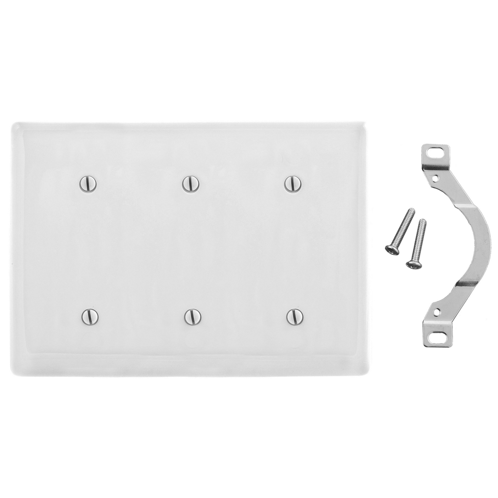 Product image for Hubbell NP34W WALLPLATE, 3-G, 3 STRP MT BLANK, WH