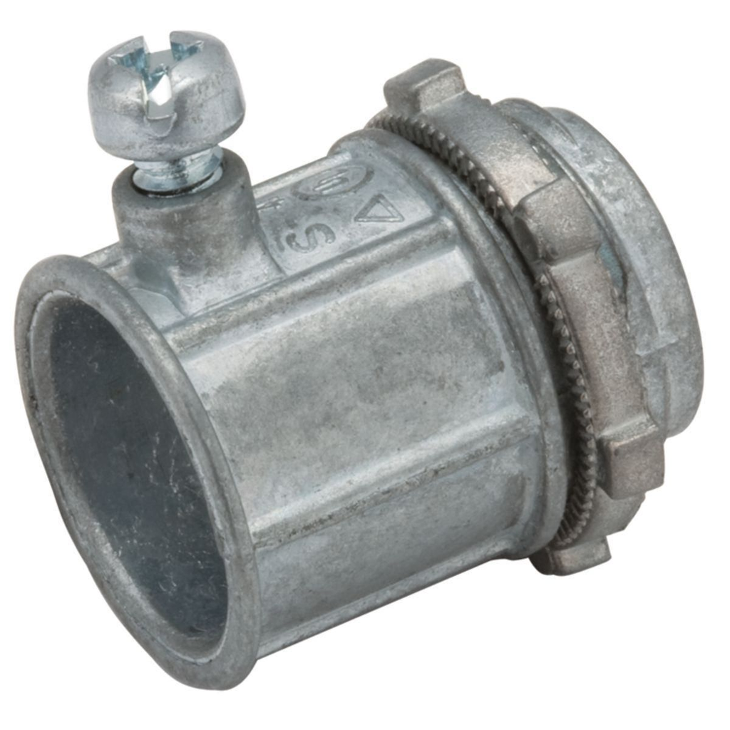 Product image for Raco 2606 1-1/2" EMT Set-Screw Connector, Uninsulated, Die Cast